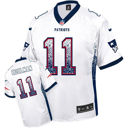 Nike Patriots #11 Julian Edelman White Men's Stitched NFL Elite Drift Fashion Jersey